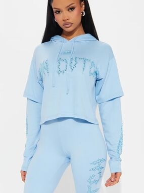 Von Dutch Fire Racer Layered Hoodie Powder Blue